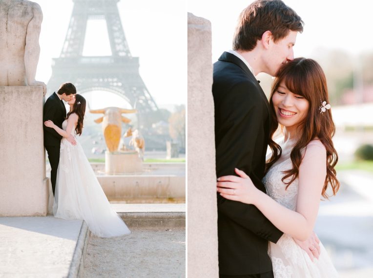 Eiffel Tower prewedding pre-wedding shoot photography natural light film fine art engagement romantic Hong Kong Paris
