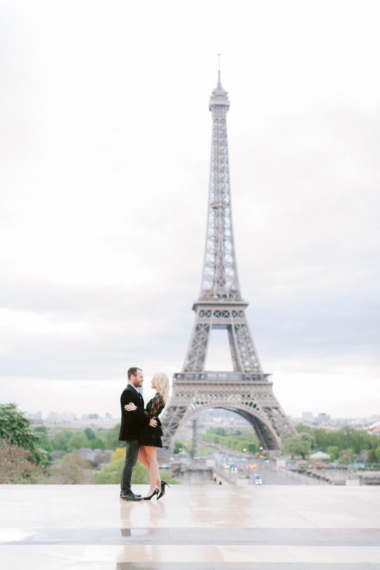 Paris photographer love engagement shoot natural light film fine art France love session Eiffel Tower natural light fine art film romantic shoot Eiffel Tower elegant France