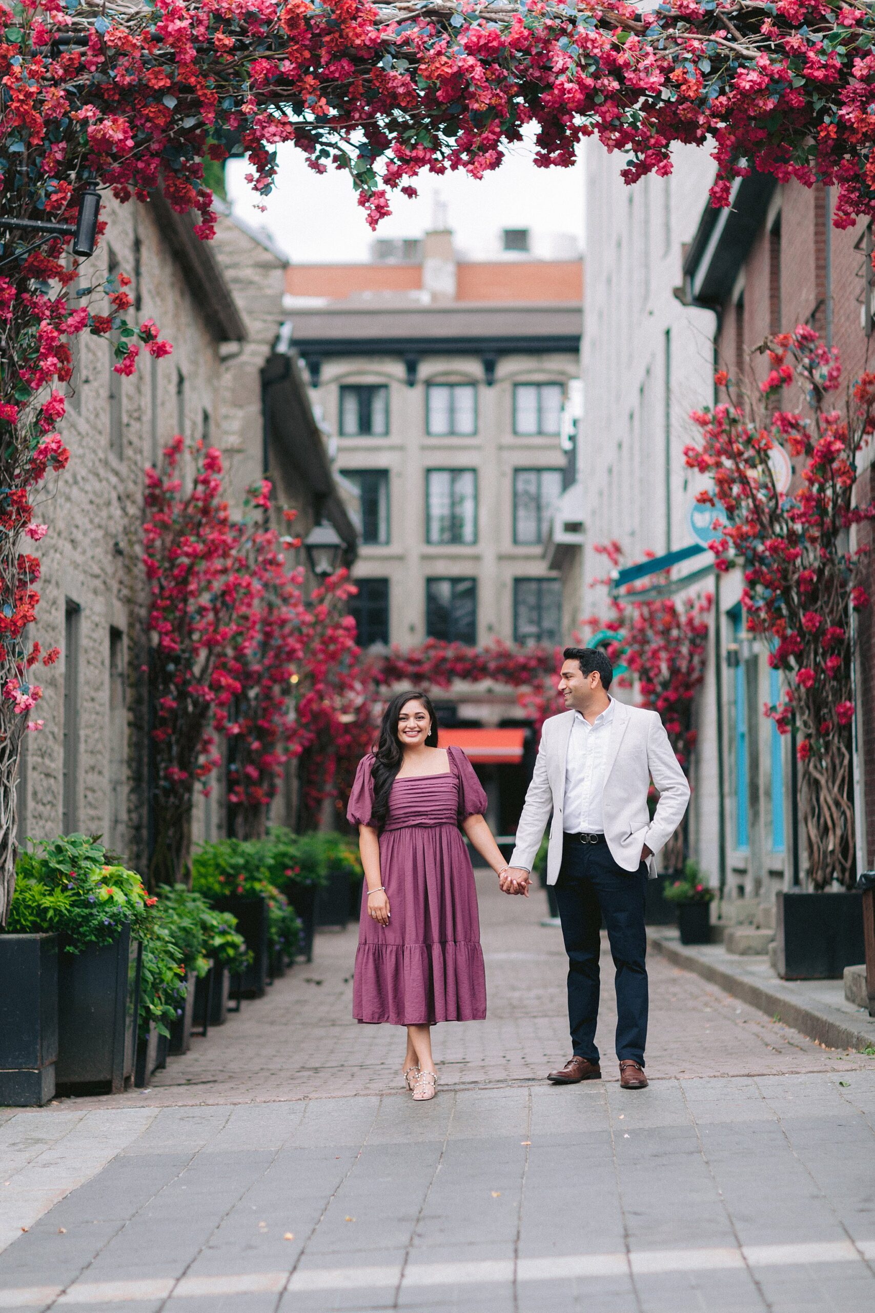 Montreal's enchanting ambiance adds charm to their engagement