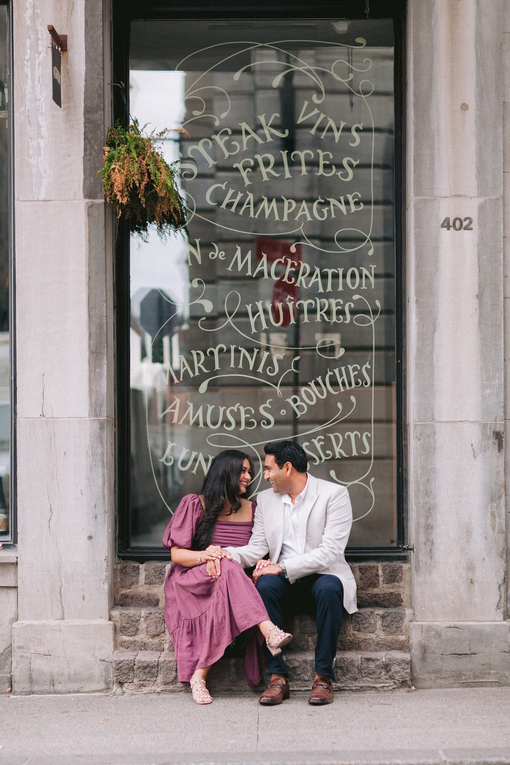 Montreal's charm complements their love story in this engagement shot