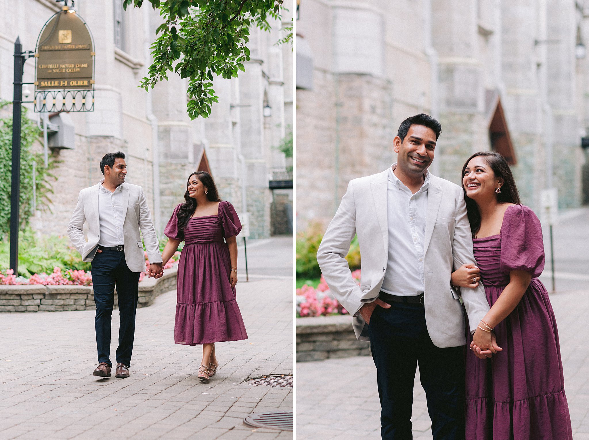 Exploring Montreal's romantic side during their engagement session