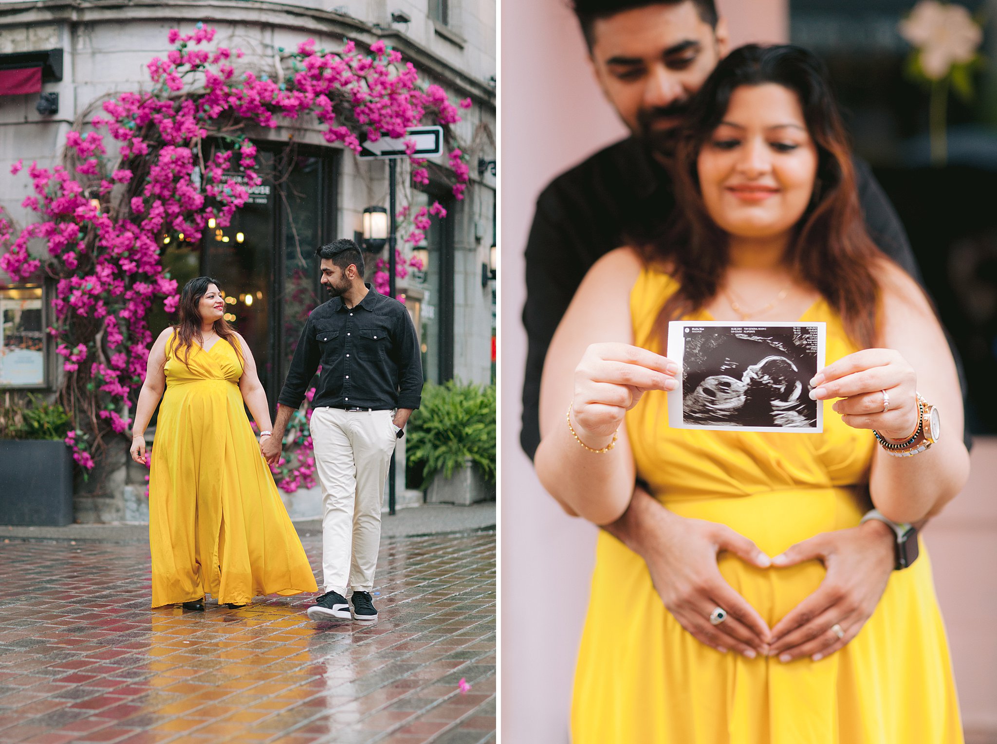 Embracing parenthood: A couple's maternity photoshoot set against the picturesque Old Port neighborhood in Montreal.