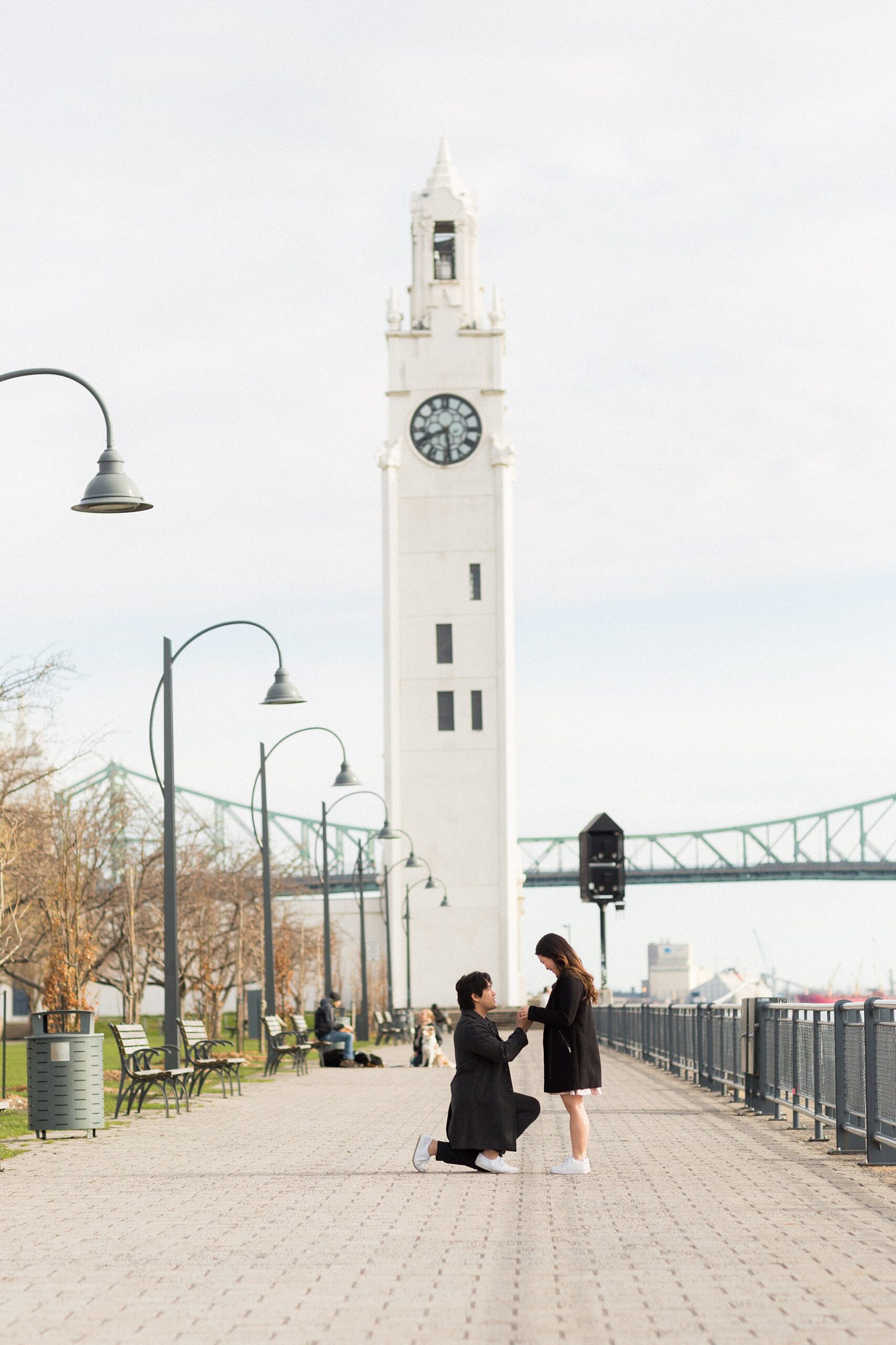 Montreal surprise proposal photography in Old Port