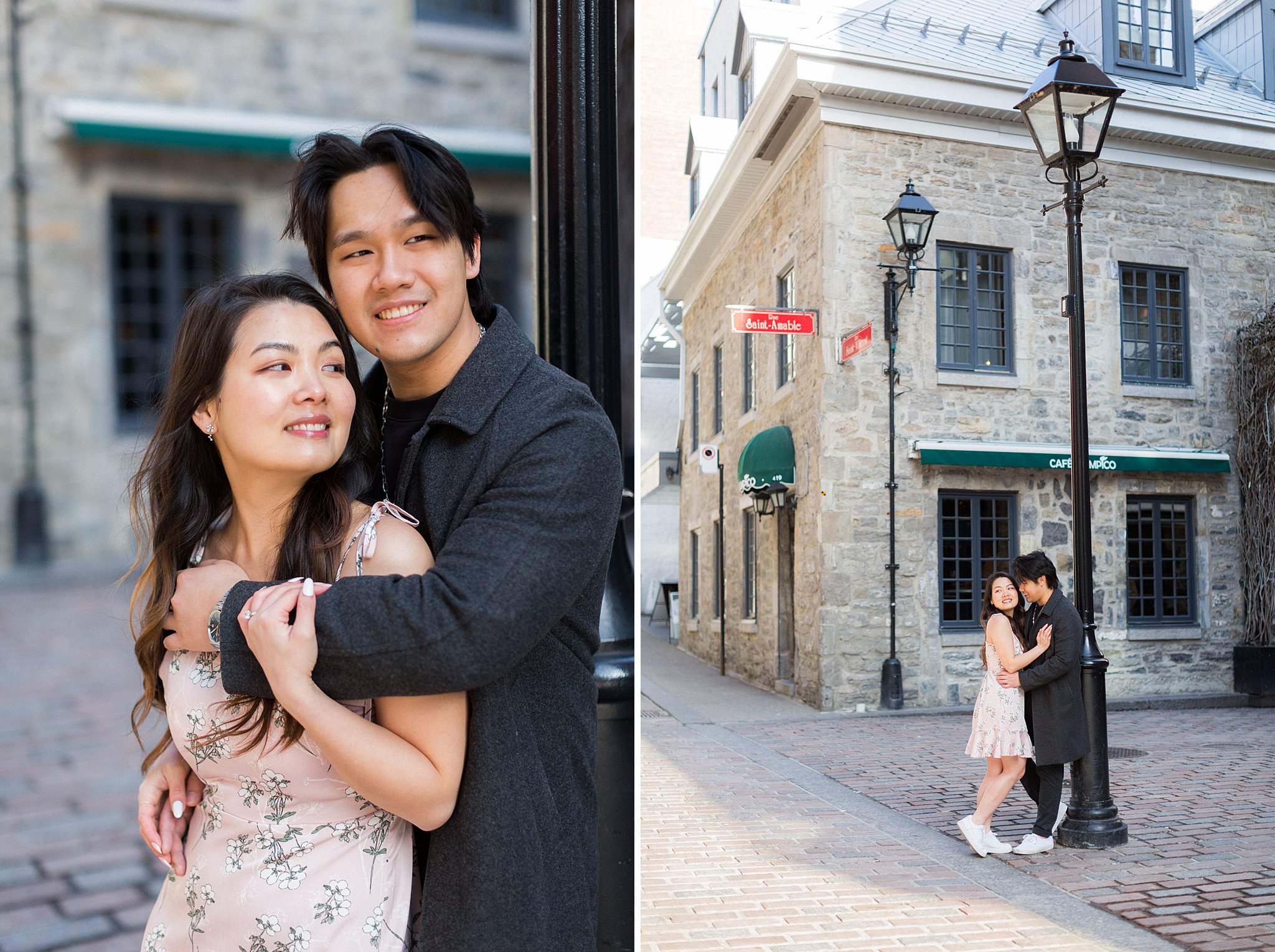 Photographer documenting romantic proposal in Montreal