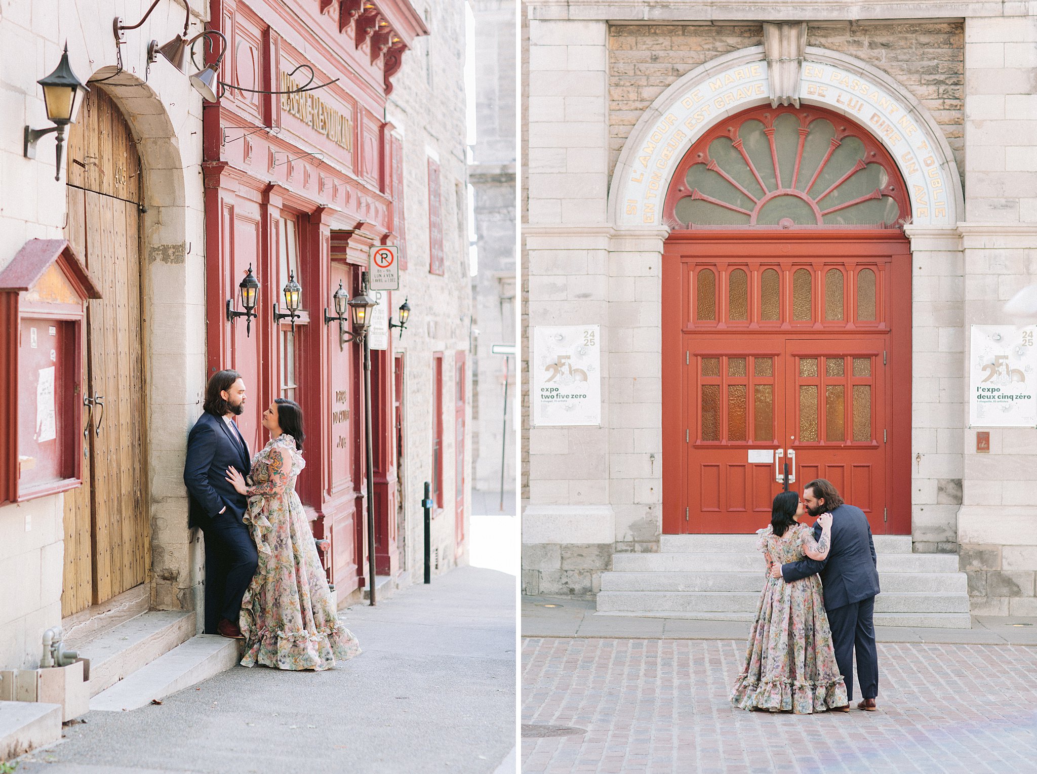 Groom on a cobbled Montreal street