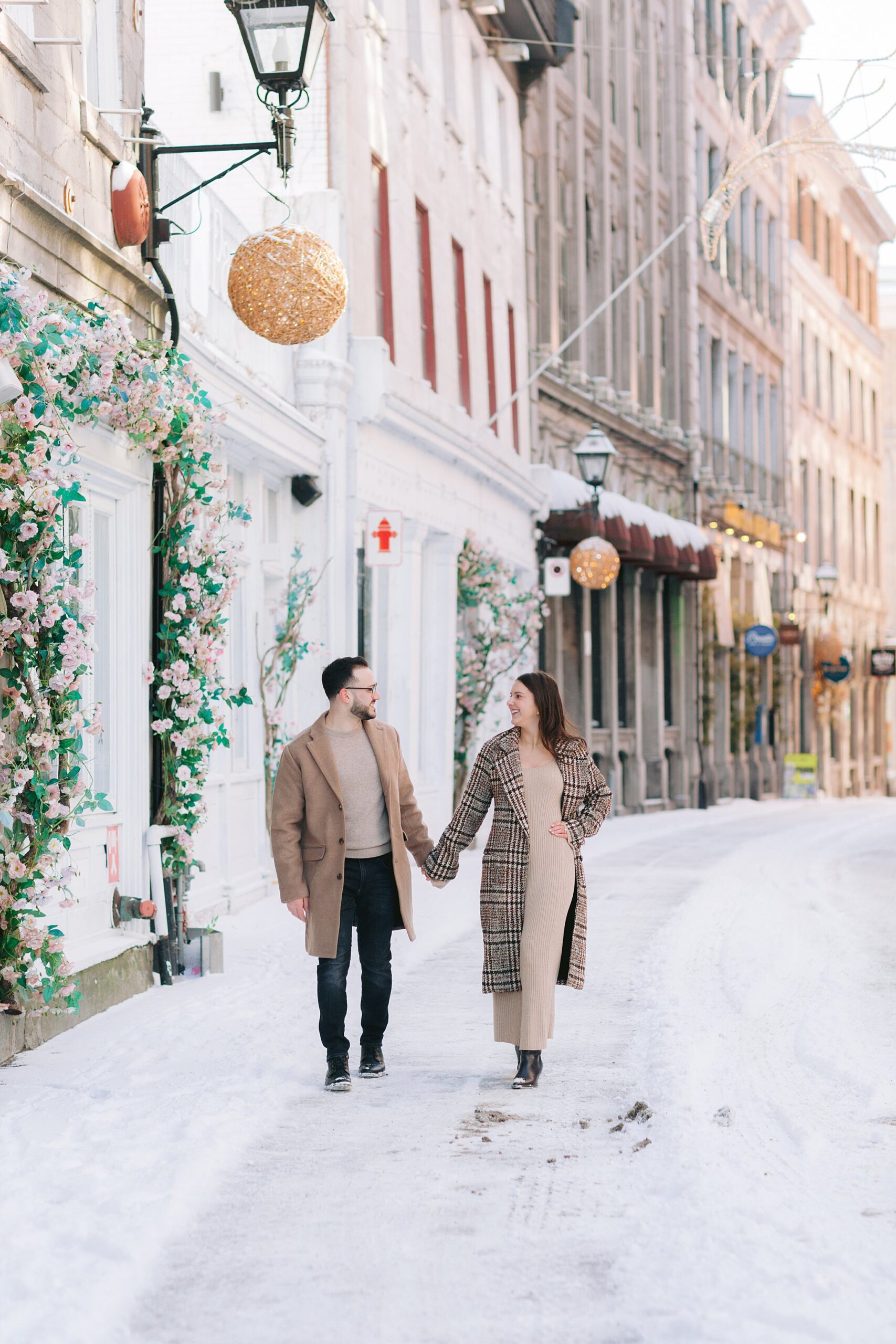 Love in the snow—fine art photography of a couple’s engagement in Montreal.