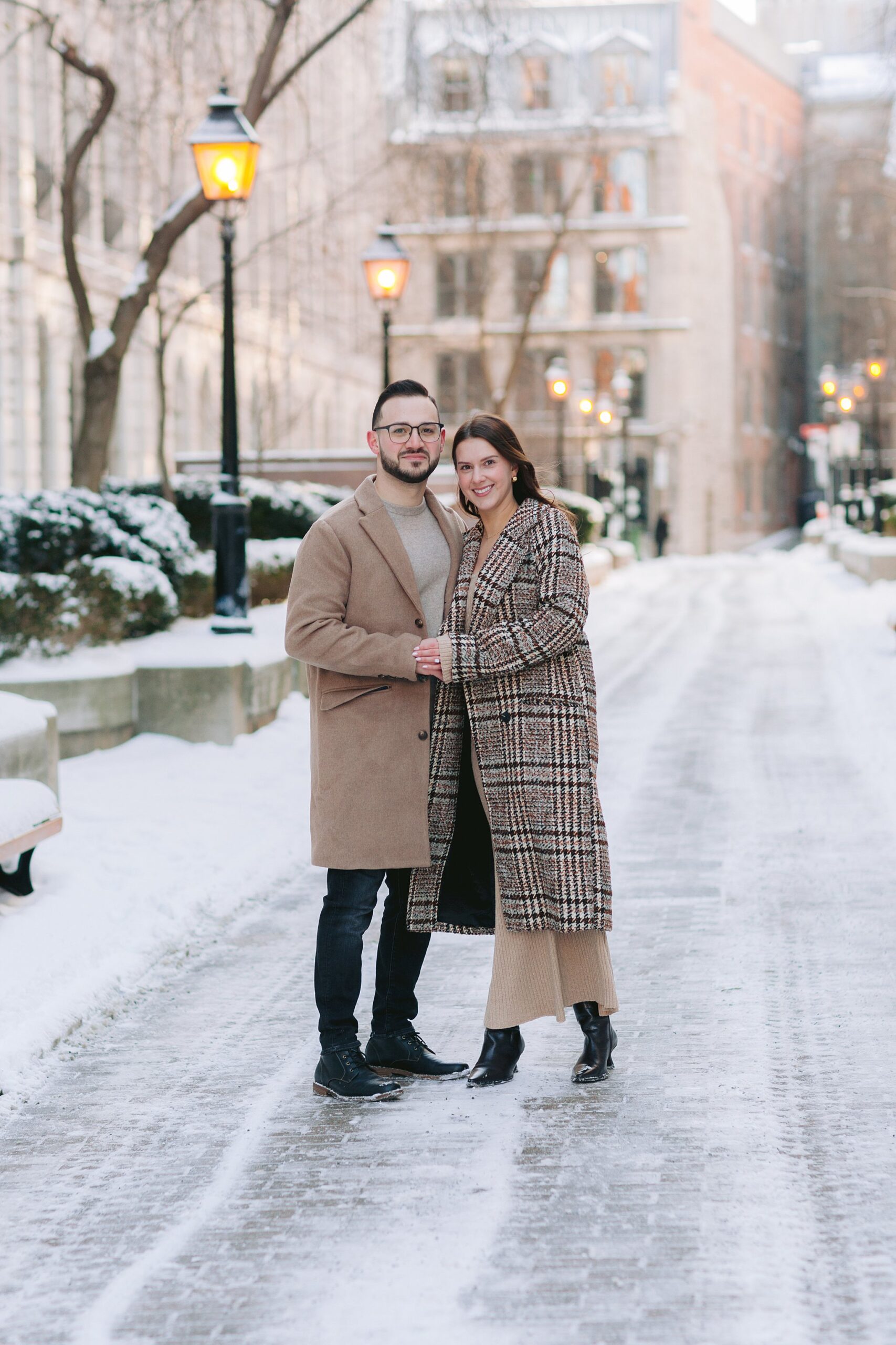 A couple’s special engagement session in the charming streets of Old Port.